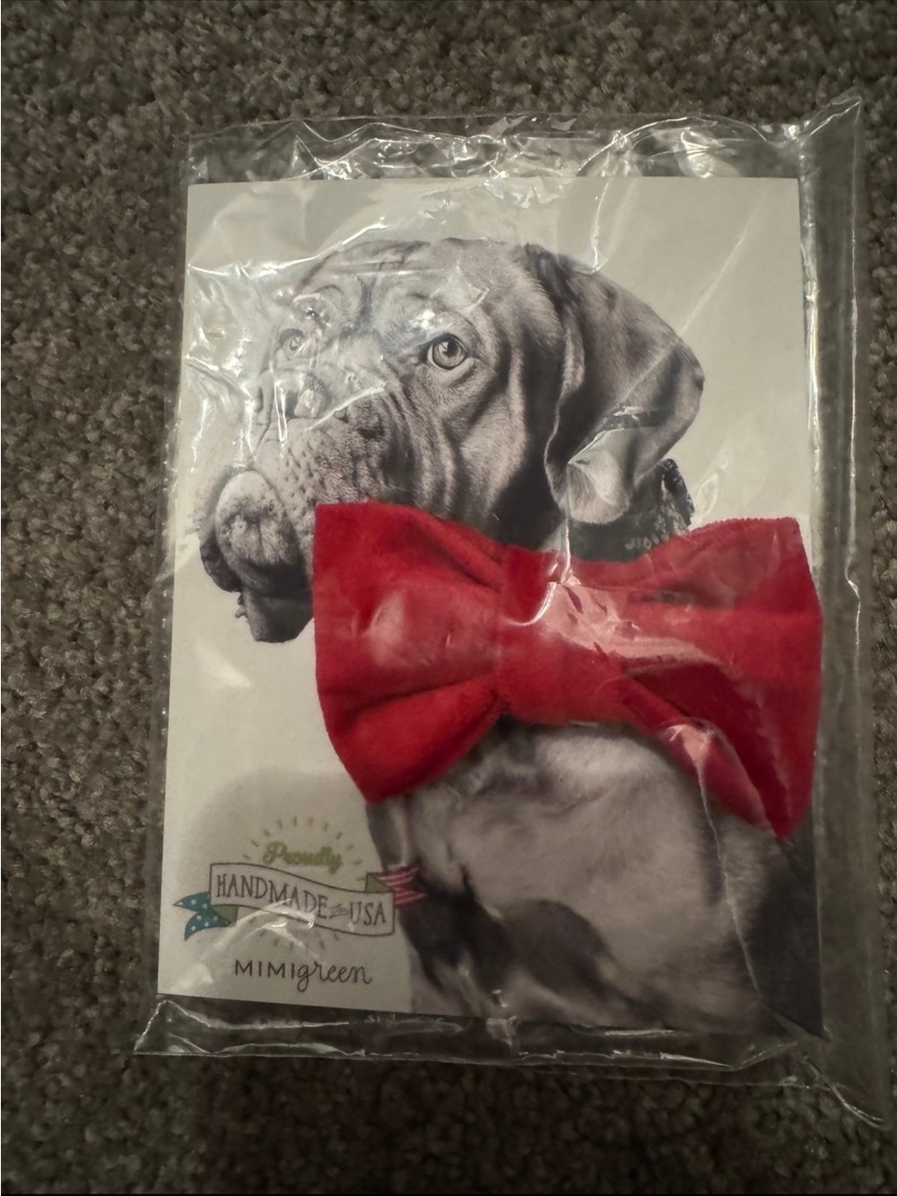 Red Velvet Dog Bow Tie - Handmade USA